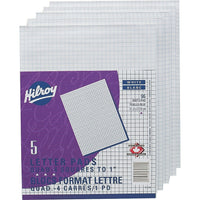 Hilroy Figuring and Graphic Pads - 8-3/8" x 10-7/8" - Quad-Ruled - White - 96 Sheets - 5 Pack (51270)-Graphic Sheets come away cleanly and easily