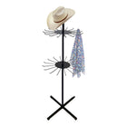 FuTECH Floor Standing Spinner with Cross Base - 32 Hooks - 58"H x 16"L - Black-Black