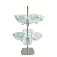 Azar Quad Arm Bowl Tower with 8 Plastic Bowls, 14" Diameter (750342)-Floor display with 8 bowls