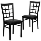 Flash Furniture HERCULES Series Black Window Back Metal Restaurant Chair - Black Vinyl Seat - 2 Pack-Window Back Design