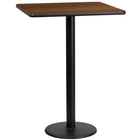 Flash Furniture 24'' Square Laminate Table Top, Walnut with 18'' Round Bar-Height Table Base (XUWA2424TR18B)-Bar Height Hospitality Table
