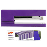 JAM Paper Office & Desk Sets, Stapler Pack of Staples, Purple (3375PUPU)-Colour: Purple Stapler & a Pack of Purple Staples