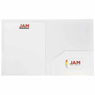 JAM Paper Plastic Heavy Duty Two Pocket Folders, White, 12 Pack (57404dg)-2 pocket