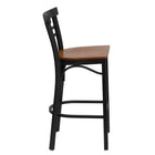 Flash Furniture HERCULES Series Black Two-Slat Ladder Back Metal Restaurant Barstool - Cherry Wood Seat-Ladder Back Design
