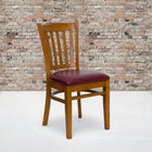 Flash Furniture HERCULES Series Vertical Slat Back Cherry Wood Restaurant Chair - Burgundy Vinyl Seat - 2 Pack-Solid European Beech Hardwood Construction