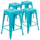 Flash Furniture 24" Bar Stool - Stackable - Teal - 4 Pack (4ET3132024TLR)-Ready-to-use - No Assembly Required