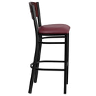 Flash Furniture HERCULES Black 4 Square Back Metal Restaurant Barstool - Mahogany Wood Back & Burgundy Vinyl Seat - 2 Pack-Burgundy Vinyl Upholstered Seat