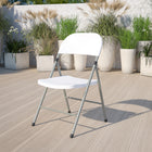 Flash Furniture HERCULES Series 330 lb. Capacity White Plastic Folding Chair with Grey Frame-Grey Powder Coated Frame Finish