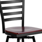 Flash Furniture HERCULES Series Black Ladder Back Swivel Metal Barstool - Mahogany Wood Seat-.625'' Thick Plywood Seat