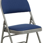 Flash Furniture HERCULES Series Ultra-Premium Triple Braced Navy Fabric Metal Folding Chair with Easy-Carry Handle-Double Hinged