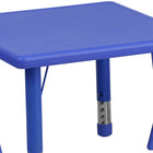 Flash Furniture 24" Square Blue Plastic Height Adjustable Activity Table Set with 2 Chairs-Set Includes: Square Table and 2 Stackable Chairs