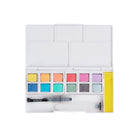 Derwent 12-Colour Paint Pan Set - Pastel Shades (2305865)-A gouache style pigmented paint within a palette formulation, in soft and playful pastel shades