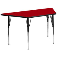 Flash Furniture 30''W x 60''L Trapezoid Activity Table with Thermal Fused Laminate Top and Standard Height Adjustable Legs, Red-Red Laminate