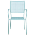Flash Furniture Sky Blue Indoor-Outdoor Steel Patio Arm Chair with Square Back-Stackable Patio Chair