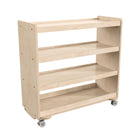 Flash Furniture Bright Beginnings Commercial Grade Space Saving 4 Shelf Wooden Mobile Classroom Storage Cart w/ Casters- Natural-Resists Yellowing, Stains, and Scratches