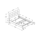 Monarch Specialties 5920Q Queen Size Bed - Grey Linen-Includes frame, wooden slats, headboard and black solid wood block-style legs for increased stability and sturdiness