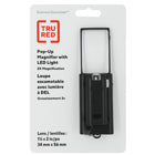 TRU RED Retractable Magnifier with LED Light - 1-1/4" x 2-1/4" - 2x Magnification - Black-Retractable magnifier with light and pocket clip