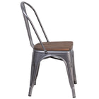 Flash Furniture Clear Coated Stackable Chairs with Wood Seat - 4 Pack-Stack Quantity: 15