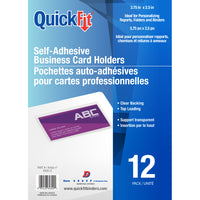 QuickFit Self-Adhesive Business Card Holders - Clear - 3.75" W x 2.5" H - 12 Pack-Business Card Holder