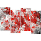 Designart Orange Red Flower Petals 4-Panel Canvas Art Print, (PT3406-1-271)-Print