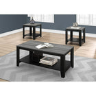Monarch Specialties 7992P Table Set - 3Pcs Set/Black/Grey Top-Characterizing contemporary styling accurately with a grey and black finish, this living room table set includes one coffee table and two end tables