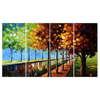 Designart Landscape Trees Changing Colours 4-Panel Canvas Art Print, (PT3502-271)-Print