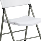 Flash Furniture HERCULES Series 330 lb. Capacity White Plastic Folding Chair with Grey Frame-Steel Frame Supports on Sides of Seat