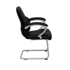 Flash Furniture Black Leather Executive Side Reception Chair with Silver Sled Base-Black LeatherSoft Upholstery