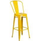 24'' Round Yellow Metal Indoor-Outdoor Bar Table Set with 4 Cafe Barstools [CH-51080BH-4-30CAFE-YL-GG]-4
