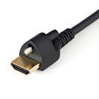 StarTech Male-to-Male 4K 60Hz HDR HDMI Cable with Locking Screw - 6 ft-Features one secure locking connector with removable screw to prevent disconnection due to tension or vibration. Knurled thumbscrew for tool-less installation & removal