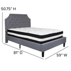 Flash Furniture - Lit à plate-forme Brighton double touffeté et rembourré en tissu gris clair avec matelas à ressorts ensachés-Rembourrage en tissu gris clair