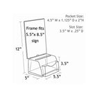 Azar Displays 12" x 5.5" x 5" Small Moulded Acrylic Suggestion Box with Pocket (206006)-Dimensions: 3-1/2"H x 5-1/2"W x 5"D Lottery box, 8-1/2"H x 5-1/2"W Sign frame, 2"H x 4-1/2"W x 1-1/8"D Pocket size, 3-1/4"W x 1/4"D Slot size