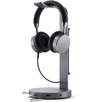 Satechi Headphone Stand w/ USB-C to USB-A - Space Grey-Slim aluminum stand provides a simple storage solution for your headphones