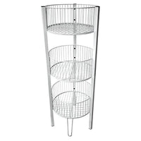 Eddie’s Hang-Up Display Ltd. 3-Tier Round Metal Basket Rack, White (214125)-3-tier merchandise basket rack