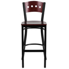 Flash Furniture HERCULES Series Black 4 Square Back Metal Restaurant Barstool - Mahogany Wood Back & Seat-Metal Dining Bar Stool
