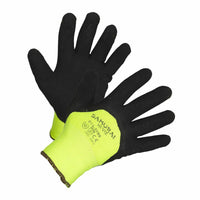 Forcefield Samurai Gloves - Black Nitrile Palm Coated - Hi-Vis Lime Nylon Liner - Terry Cloth Insulated - Medium-Provides excellent thermal protection