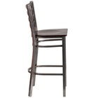 Flash Furniture HERCULES Series Clear Coated Ladder Back Metal Restaurant Barstool - Walnut Wood Seat-Ladder Back Design