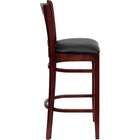Flash Furniture HERCULES Series Vertical Slat Back Mahogany Wood Restaurant Barstool - Black Vinyl Seat-Vertical Slat Back Design