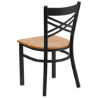 Flash Furniture HERCULES Series Black "X" Back Metal Restaurant Chair - Natural Wood Seat - 2 Pack-.625" Thick Plywood Seat