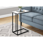 Monarch Specialties 3760 Accent Table - 25"H/White/Black Metal-With a trendy smooth white surface, this C shape side table slips easily under your sofa, chair or bed and sits slightly off the ground to prevent damage to your floor