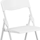 Flash Furniture HERCULES Series Heavy Duty Plastic Folding Chair with Built-in Ganging Brackets - White-Textured Seat ensures safe seating