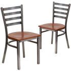 Flash Furniture HERCULES Series Clear Coated Ladder Back Metal Restaurant Chair - Cherry Wood Seat - 2 Pack-Ladder Back Design