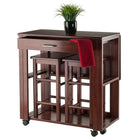 Winsome Fremont 3-Piece Space Saver Cart Set, 2 Chairs, Walnut (94331)-Stools tuck nicely under the table or on the bottom shelf
