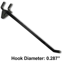Azar Displays 8" x 0.287" Diameter Plastic Hooks, Black, 50 Pack-Fits standard pegboard