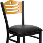Chaise de restaurant en acier, dossier ajouré bois naturel, siège en vinyle noir, structure noire (XUDG6G7BSLTBLKV)-Siège rembourré en mousse épaisse de 2.5 pouces