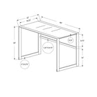 Monarch Specialties 7380 48" Computer Desk - Silver Metal/ White Tempered Glass-Clean minimalist design suitable in any space, finished on all sides