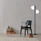 Dainolite Folgar Contemporary Incandescent Floor Lamp - 2 Lights - Matte Black with White Opal Glass -Metal