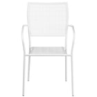 Chaise de jardin en acier blanc avec accoudoirs et dossier carré, intérieur/extérieur (CO-2-WH-GG)-Chaise de jardin empilable