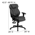 Flash Furniture HERCULES Big & Tall Leather Executive Chair with Adjustable Arms-CA117 Fire Retardant Foam