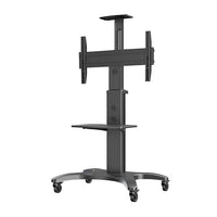 North Bayou - Support mobile de téléviseur avec tablette ajustable, pour téléviseursde 32 à 65 po - AVF1500B - Noir-Le plateau de l'appareil réglable en hauteur prend en charge les ordinateurs portables, les consoles et autres équipements audiovisuels